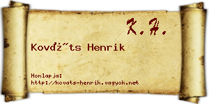 Kováts Henrik névjegykártya