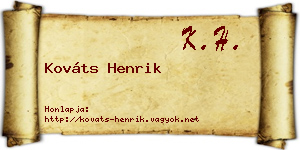 Kováts Henrik névjegykártya